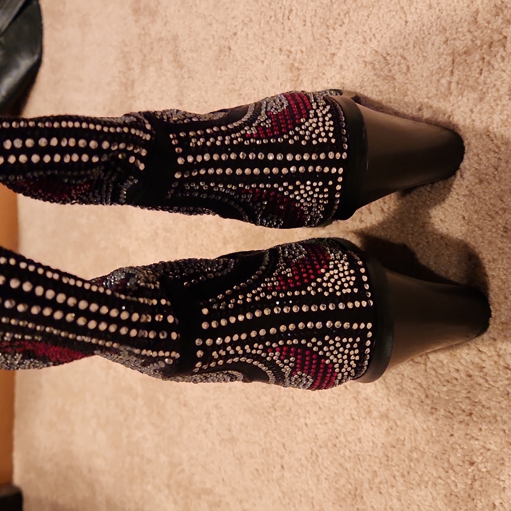 AZALEA WANG HYPE ME UP RHINESTONE CHUNKY HEEL  - Picture 8 of 8